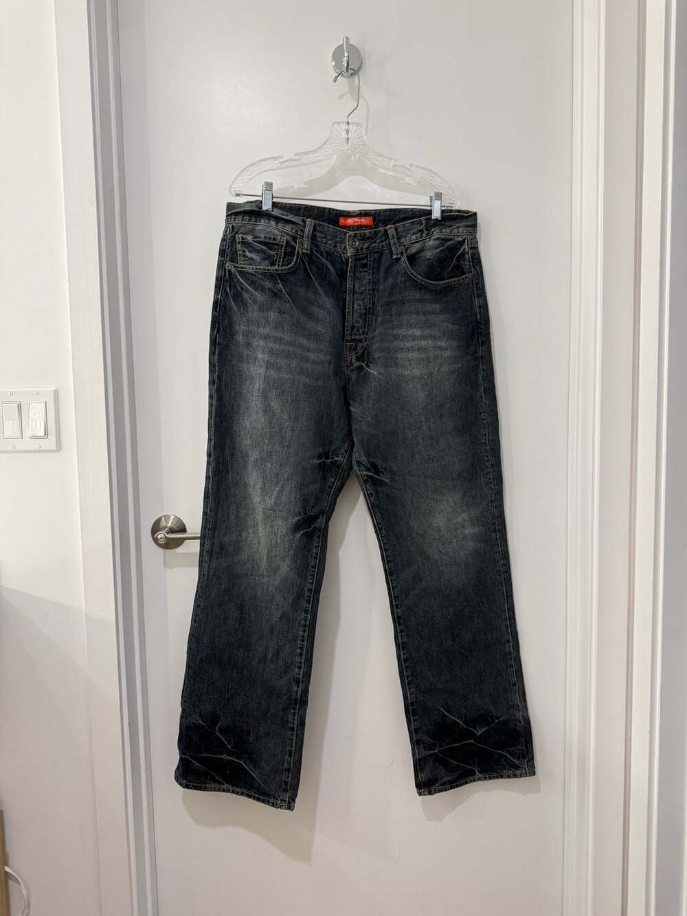 Ed Hardy Men's Distressed Straight Leg Denim Jeans